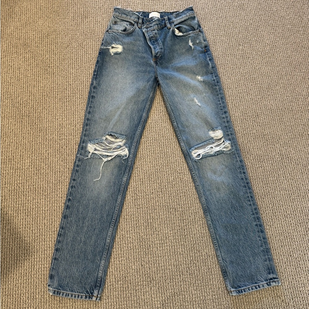 Boyish Straight Leg Distressed Jeans - Blue